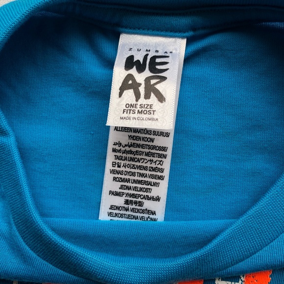 Zumba Wear Fitness Logo Graphics One Size Fits Most Blue T-Shirt Short Sleeves - Picture 3 of 15